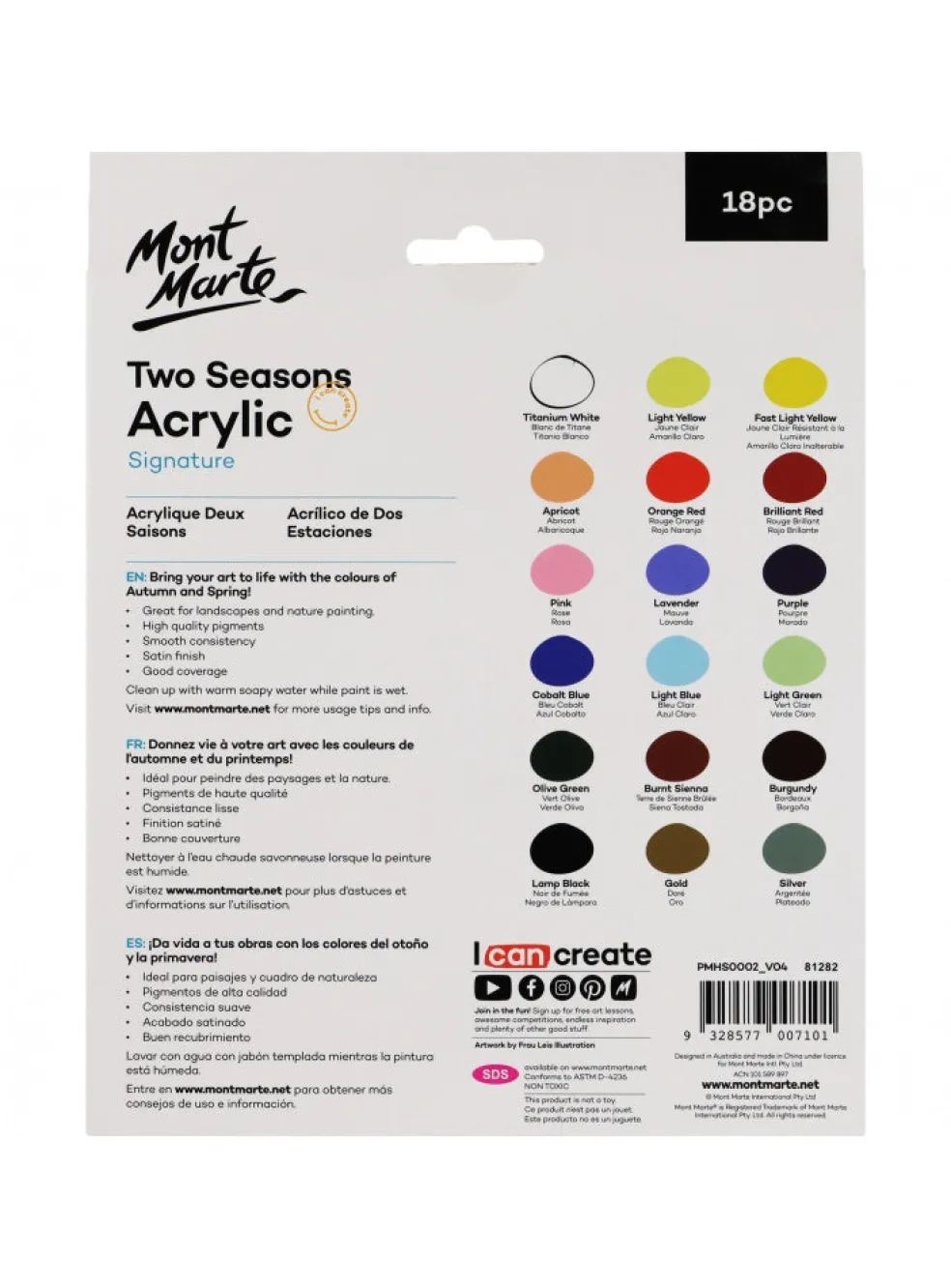 Akryyliväri 18x12ml, Mont Marte Two Seasons