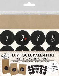 J.K. Primeco Oy DIY-Joulukalenteri Pussit ja numerotarrat natur* Askartelu