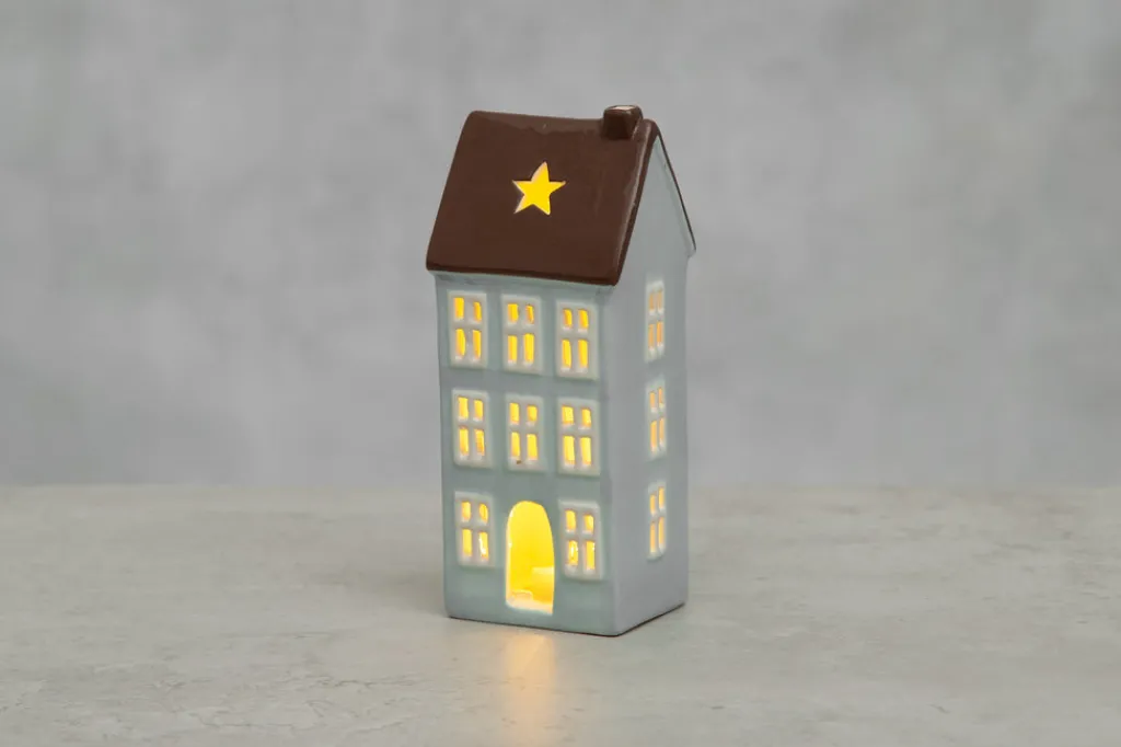 Tammer Brands Oy Finnlumor Talolyhty Copenhagen LED valoilla vaaleansininen 19 cm* Valaisimet Ja Lamput|Sisustus, Sesonkituotteet Ja Kodin Tarvikkeet