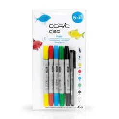 Suomalainen.com Huopakynä Copic Ciao 5+1 kpl Brights* Copic Huopakynät|Aikuisten Värityskirjat Ja Värikynät