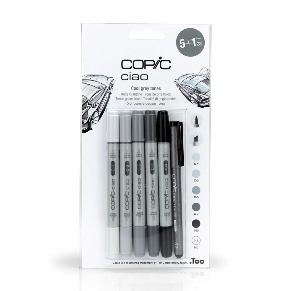 Huopakynä Copic Ciao 5+1 kpl Grey tones cool