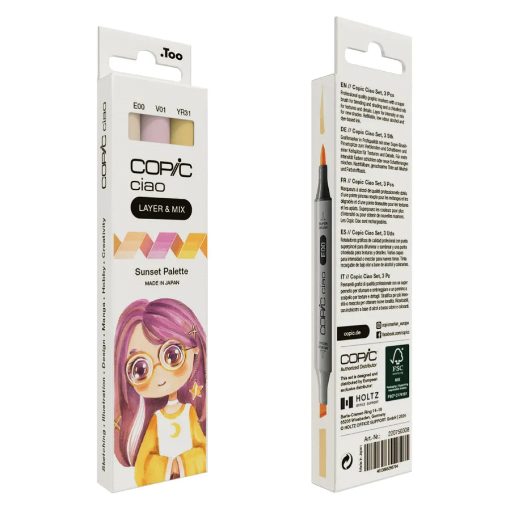 Too Group Huopakynä Copic Ciao 3 kpl Sunset* Copic Huopakynät
