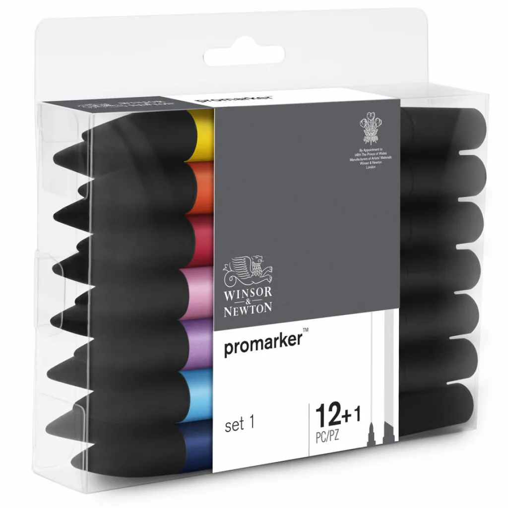 Suomalainen.com Huopakynä Promarker 12 väriä ja häivytin W&N* Piirtäminen Ja Luonnostelu|Pro Marker Huopakynät