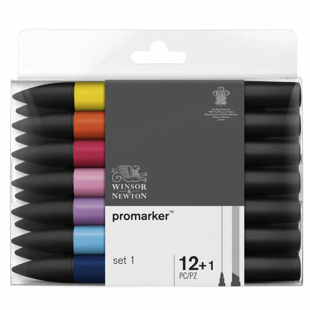 Suomalainen.com Huopakynä Promarker 12 väriä ja häivytin W&N* Piirtäminen Ja Luonnostelu|Pro Marker Huopakynät