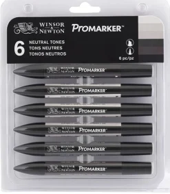 Suomalainen.com Huopakynä Promarker 6 väriä Neutral tones W&N* Winsor & Newton|Piirtäminen Ja Luonnostelu