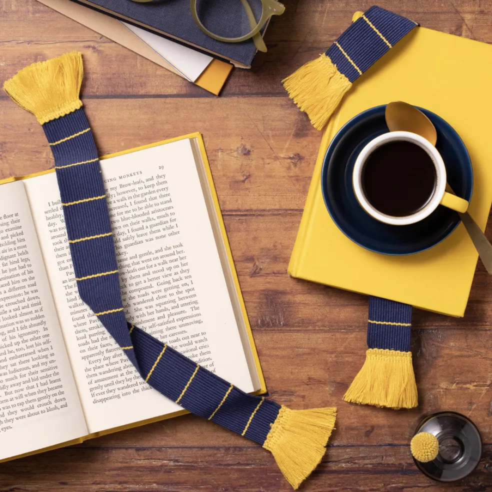 Kirjanmerkki Book Scarf Navy & Yellow