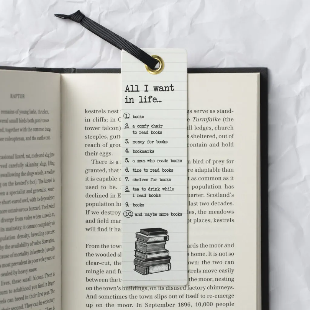 if Cardboard Creations Ltd. Kirjanmerkki Literary All I want in Life…* Lahjatavarat|Kirjan Ystävä -Kirjatuotteet