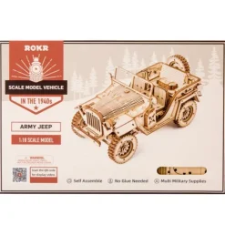 Robotime/ Lahjamaa Koottava puinen pienoismalli Army Field Car* Lelut|Pelit Ja Lelut