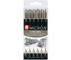 Kuitukärkikynä Sakura Micron 6 kpl musta