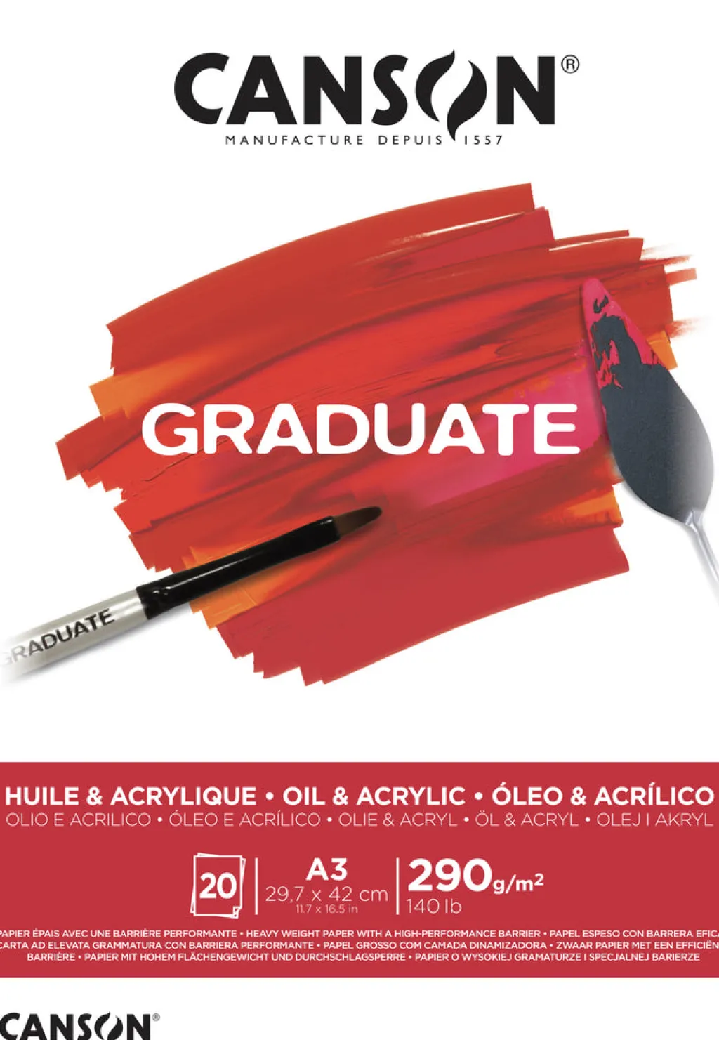 Canson Öljy- ja Akryylilehtiö A3/20 arkkia 290g Graduate* Piirtäminen Ja Luonnostelu|Öljyvärimaalaus