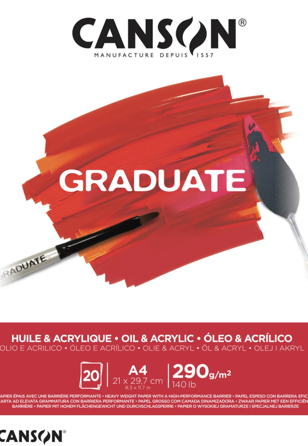 Öljy- ja Akryylilehtiö A4/20 arkkia 290g Canson Graduate