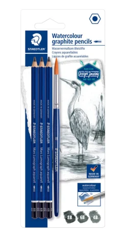 Staedtler Lyijykynä vesiliukoinen 4B, 6B, 8B ja sivellin* Piirtäminen Ja Luonnostelu