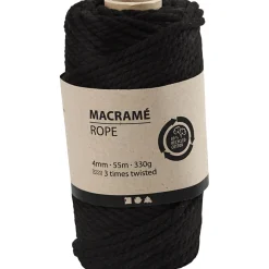 Suomalainen.com Makrameenyöri 4mm/55m musta 330g* Makramee