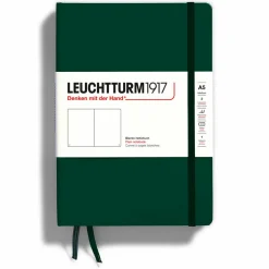 Muistikirja A5 Leuchtturm1917 Hard Forest green plain, kovakantinen blanco