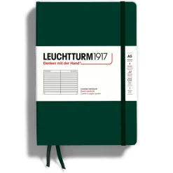 Muistikirja A5 Leuchtturm1917 Hard Forest Green ruled, kovakantinen viivallinen