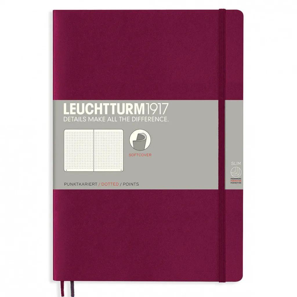 Suomalainen.com Muistikirja B5 Leuchtturm1917 Soft Port Red dotted, pehmeäkantinen pistesivut* Leuchtturm1917 -Muistikirjat