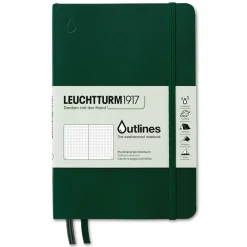 Muistikirja B6 Outline Leuchtturm1917 vedenkestävä Walden Green pistesivut