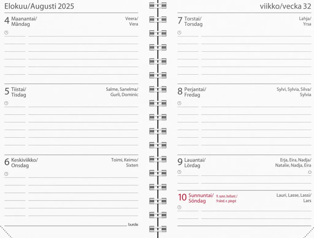Burde Opiskelijan kalenteri Basic musta 2025-2026 (lukuvuosikalenteri)* Kalenterit|Opiskelutarvikkeet