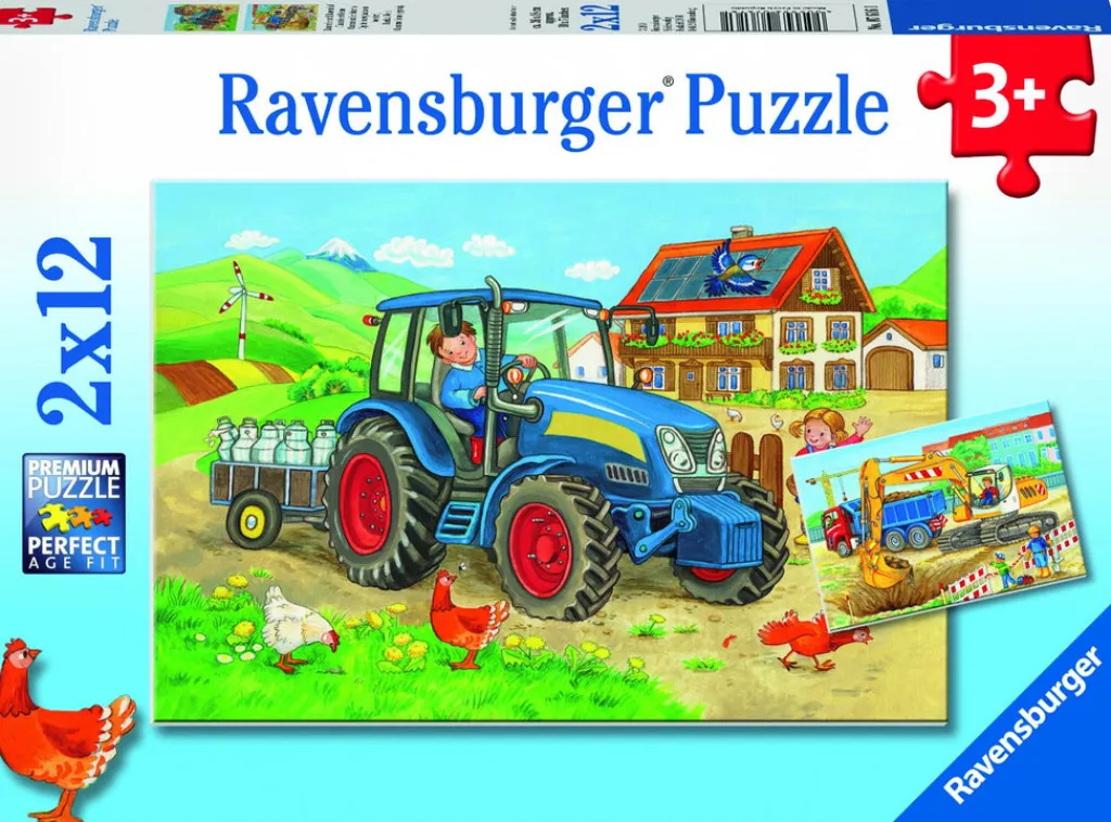 Ravensburger Palapeli 2x12 palaa Hard At Work* Palapelit|Pelit Ja Lelut