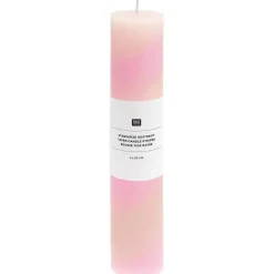 Pilarikynttilä raidallinen pinkki Rico Design
