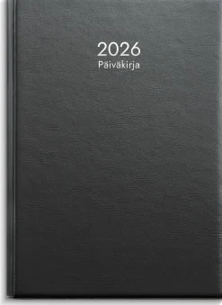 Burde Päiväkirja musta muovikansi parikierresidottu 2026* Kalenterit|Opiskelutarvikkeet
