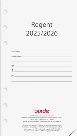 Burde Regent kalenteripaketti 18 kk 2025-2026 (lukuvuosikalenteri)* Kalenterit|Opiskelutarvikkeet
