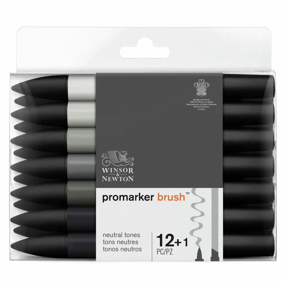 Sivellintussi Brush Promarker 12 väriä Greys W&N