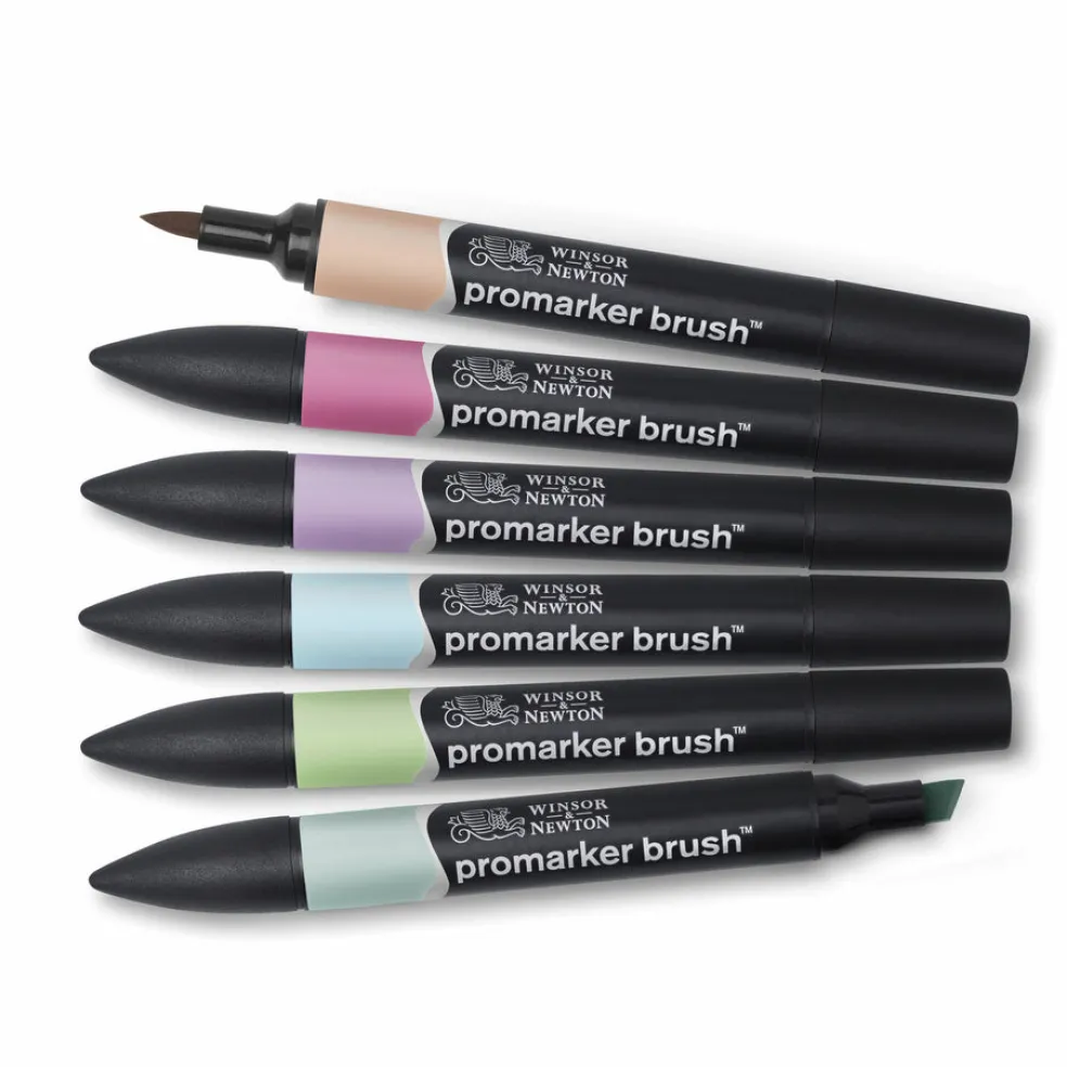 Sivellintussi Brush Promarker 6 väriä Pastel Tones W&N