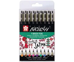 Suomalainen.com Sivellintussi Sakura 9 väriä, Pigma Brush* Piirtäminen Ja Luonnostelu|Tussit, Musteet Ja Kalligrafia