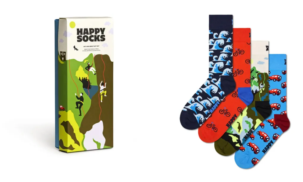 Happy Socks Sukat 36-40 Out And About lahjapakkaus 4 paria* Laukut Ja Asusteet