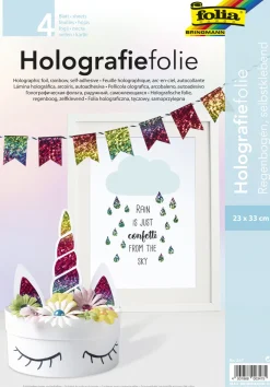 Folia Tarra-arkki 4 kpl 23x33cm hologrammi sateenkaari* Juhlatarvikkeet|Paperiaskartelu